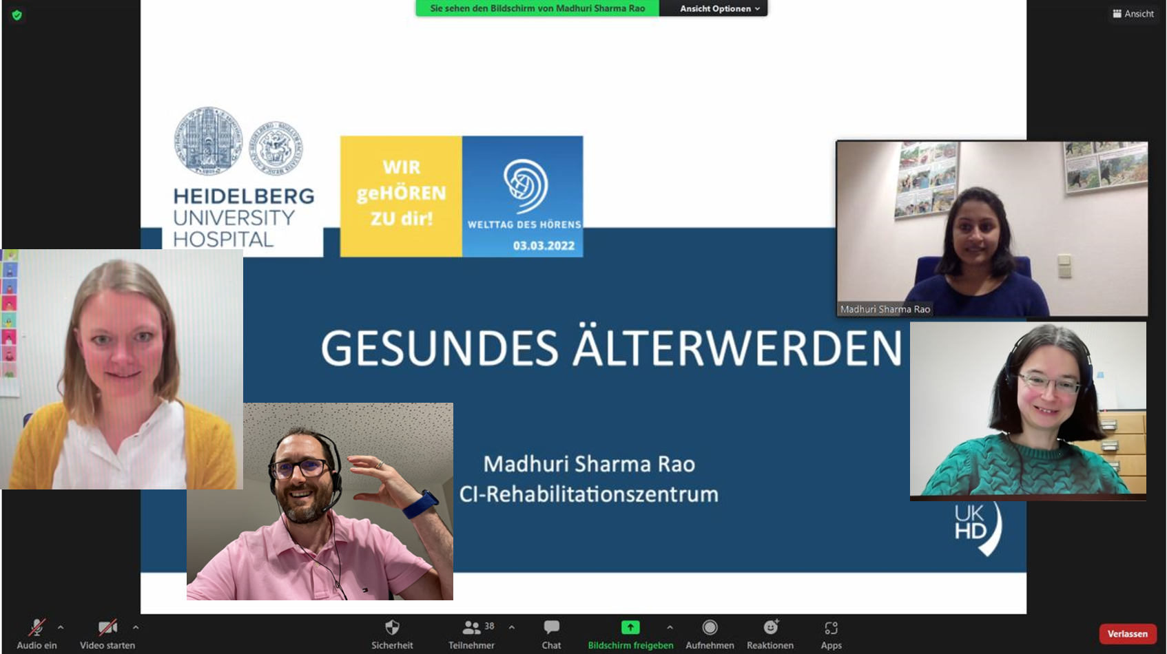 Bildschirmfoto des Online-Seminars in Heidelberg